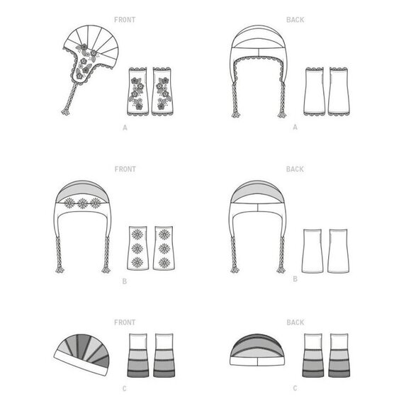 McCall's Sewing Pattern 8232 11297 Hats Fingerless Gloves Size S-L - Picture 2 of 3